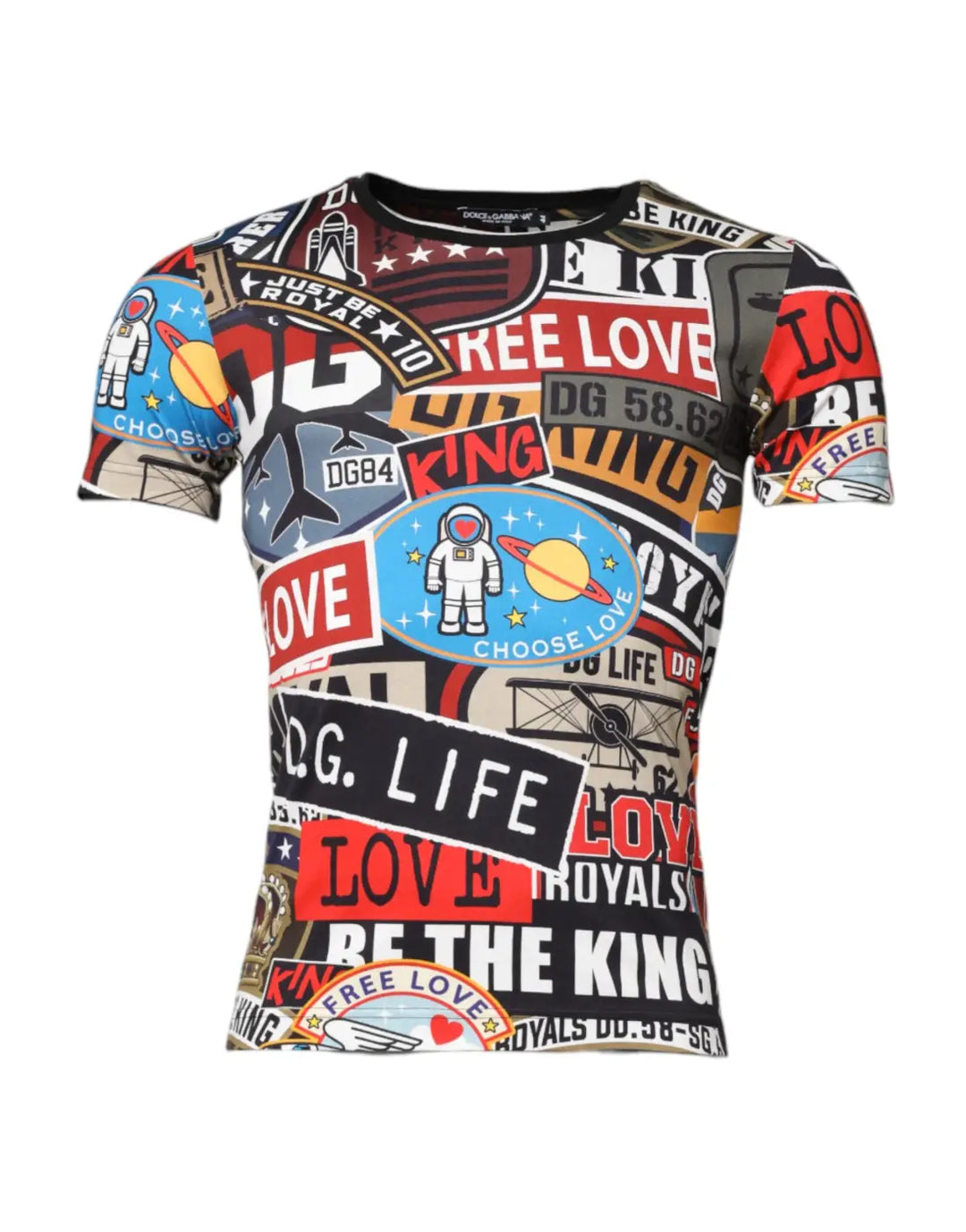 Dolce &amp; Gabbana Multicolor Patchwork Cotton Crew Neck T-shirt