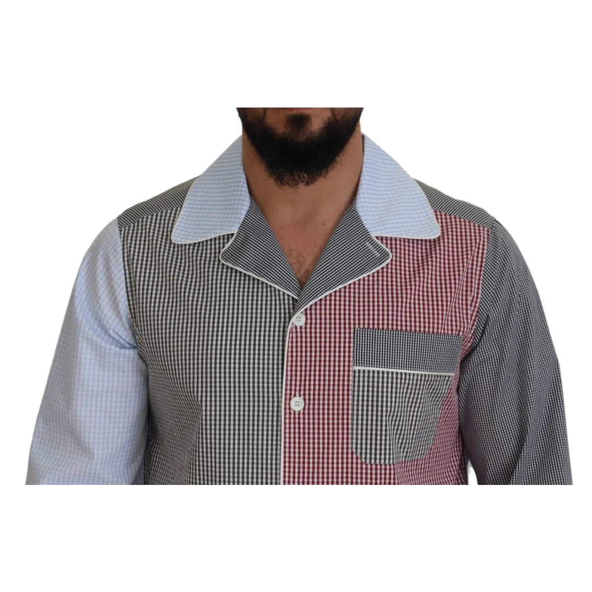 Dolce & Gabbana Multicolor Patchwork Cotton Long Sleeves Shirt