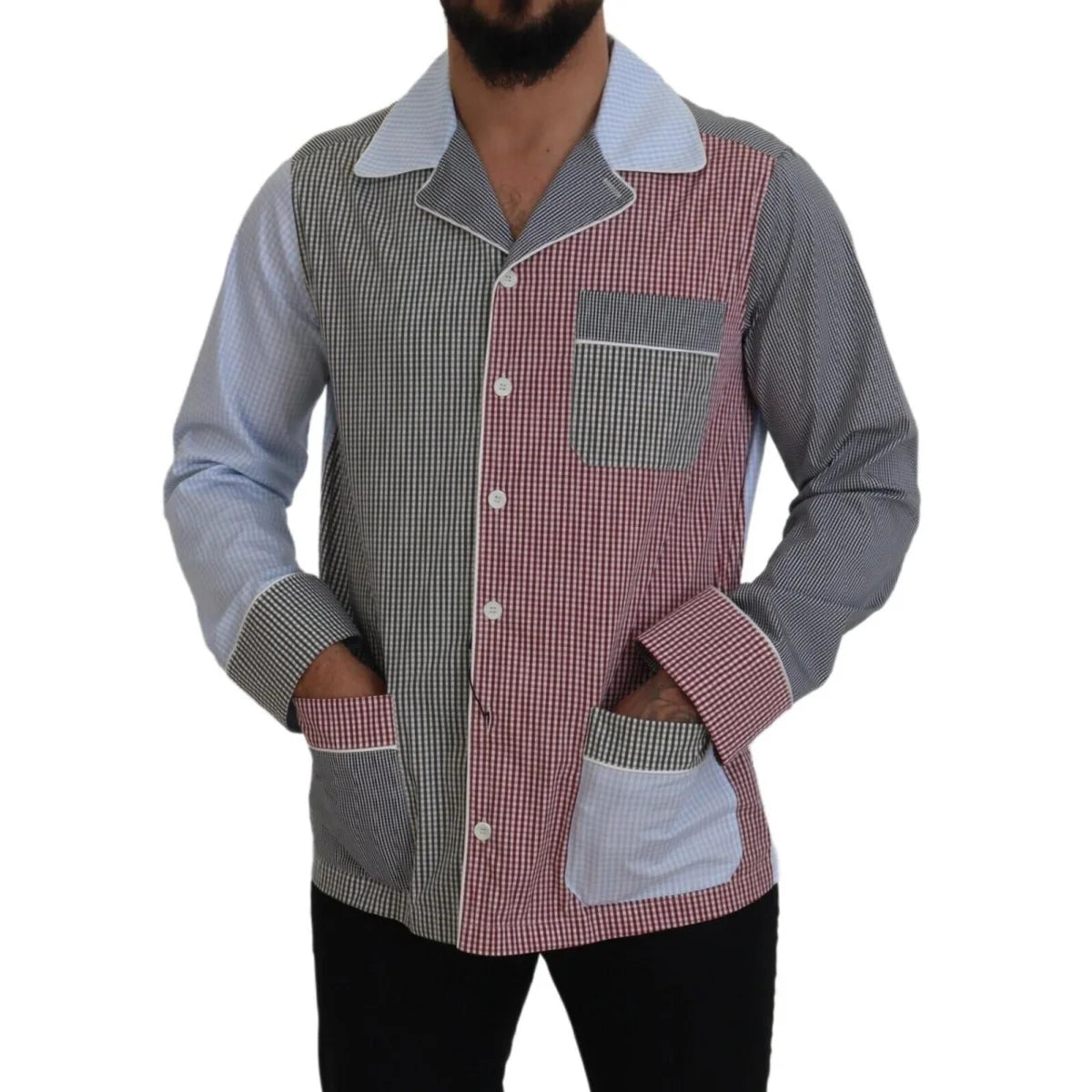 Dolce & Gabbana Multicolor Patchwork Cotton Long Sleeves Shirt