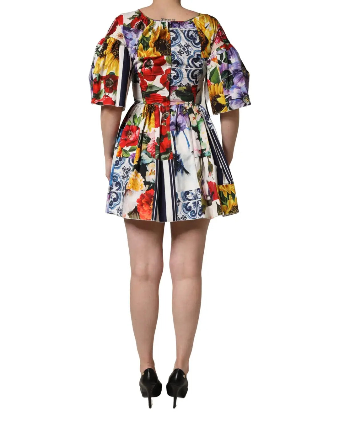 Dolce &amp; Gabbana Multicolor Patchwork Cotton Poplin Mini Dress