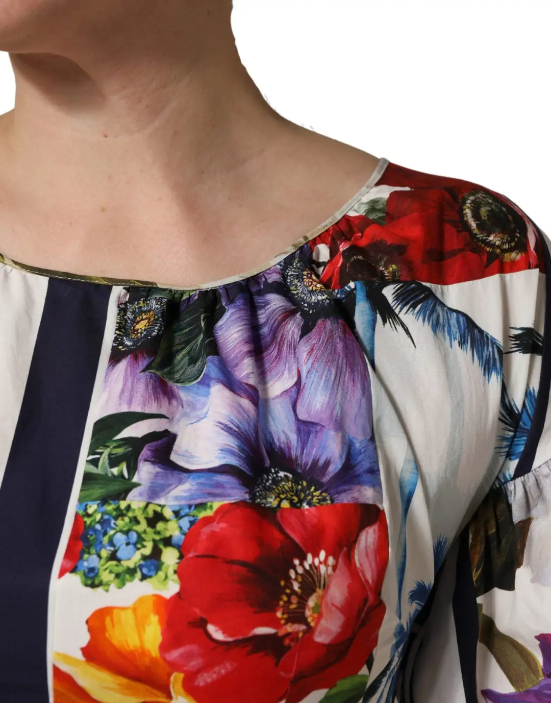 Dolce &amp; Gabbana Multicolor Patchwork Cotton Poplin Mini Dress