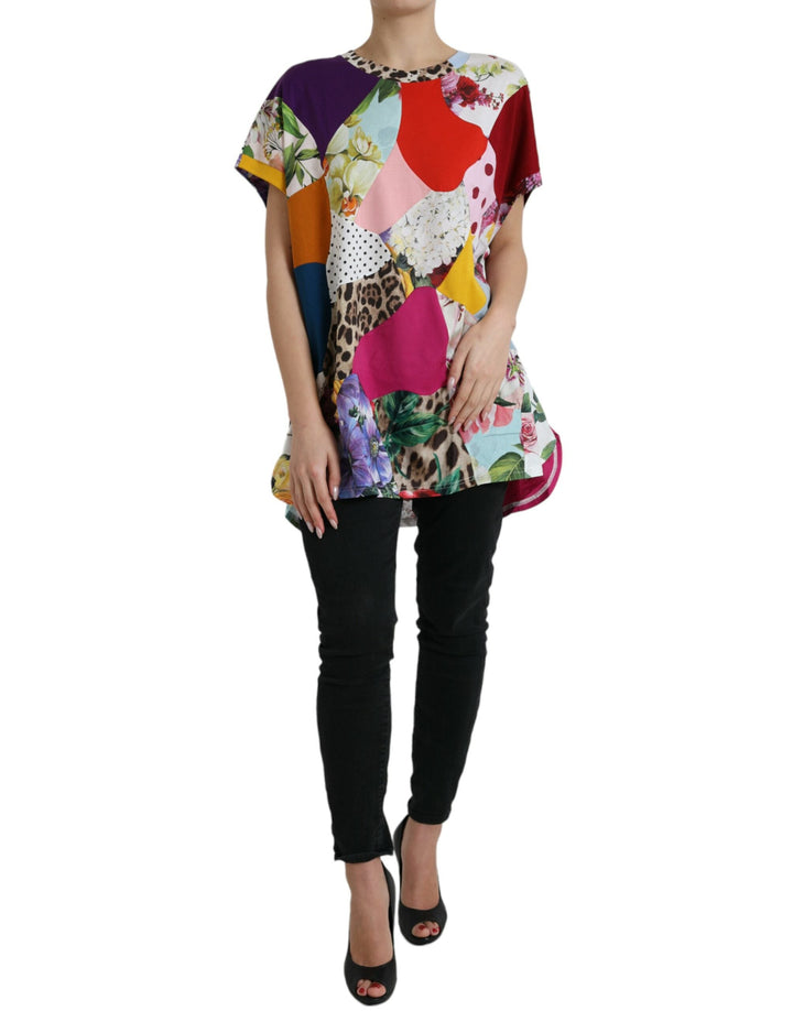 Dolce &amp; Gabbana - Multicolor Patchwork Cotton Silk Blouse Top