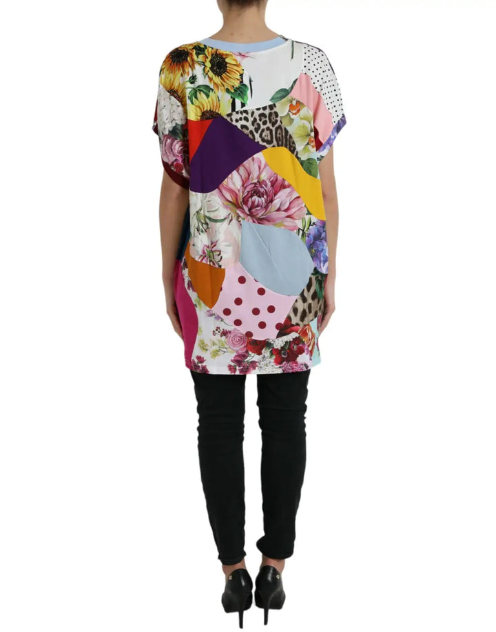 Dolce &amp; Gabbana Multicolor Patchwork Cotton Silk Blouse Top