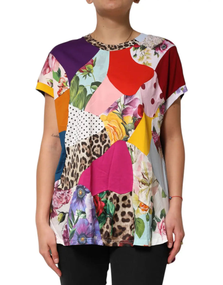 Dolce &amp; Gabbana Multicolor Patchwork Cotton Silk Blouse Top