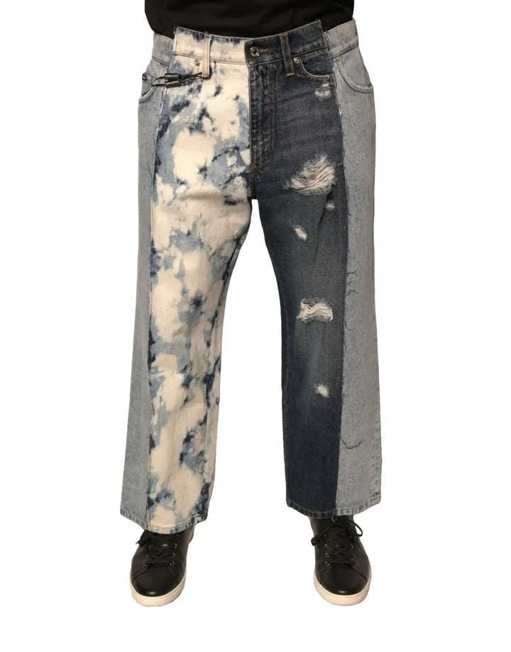 Dolce &amp; Gabbana Multicolor Patchwork Cotton Straight Men Denim Jeans