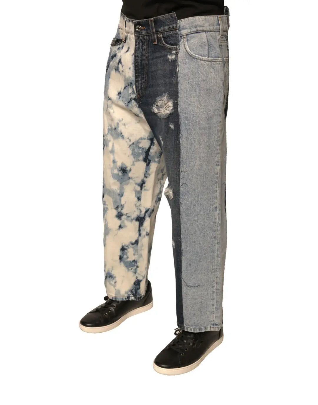 Dolce &amp; Gabbana Multicolor Patchwork Cotton Straight Men Denim Jeans