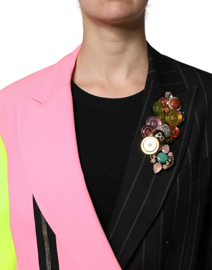 Dolce &amp; Gabbana Sport Jackets - Multicolor Patchwork Embellished Coat Jacket