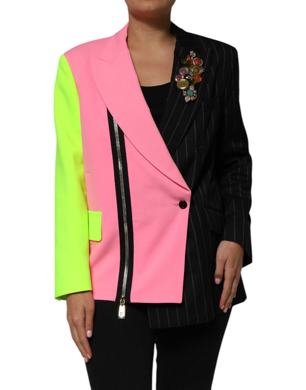 Dolce & Gabbana Sport Jackets - Multicolor Patchwork Embellished Coat Jacket