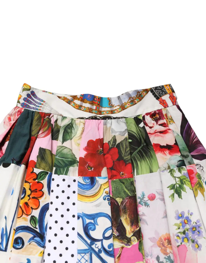 Dolce &amp; Gabbana Multicolor Patchwork High Waist Midi Skirt