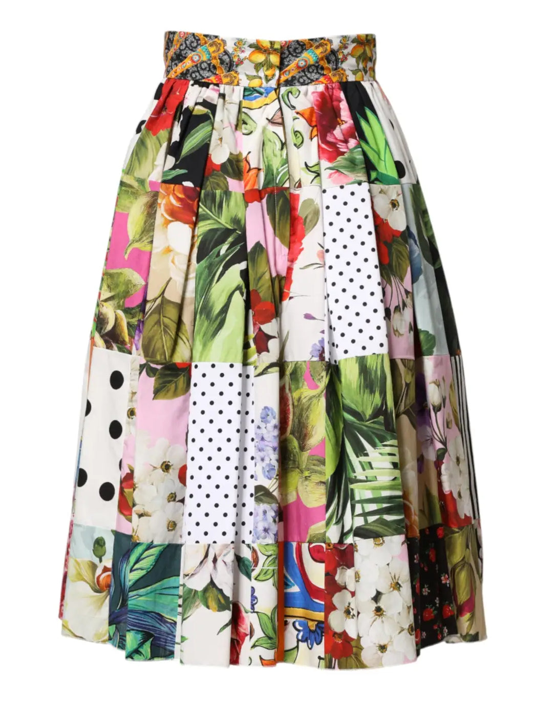 Dolce &amp; Gabbana Multicolor Patchwork High Waist Midi Skirt
