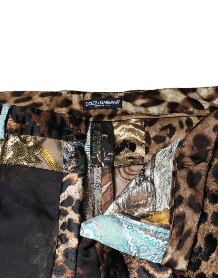 Dolce &amp; Gabbana Multicolor Patchwork Jacquard High Waist Pants