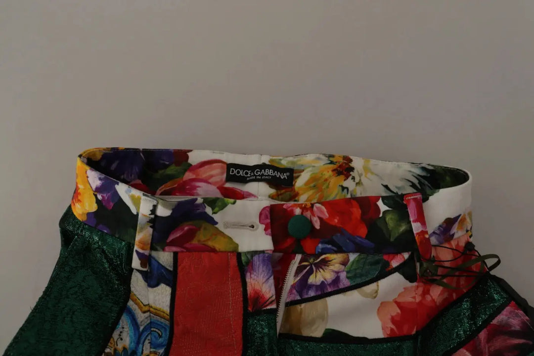 Dolce &amp; Gabbana Multicolor Patchwork Jacquard High Waist Pants