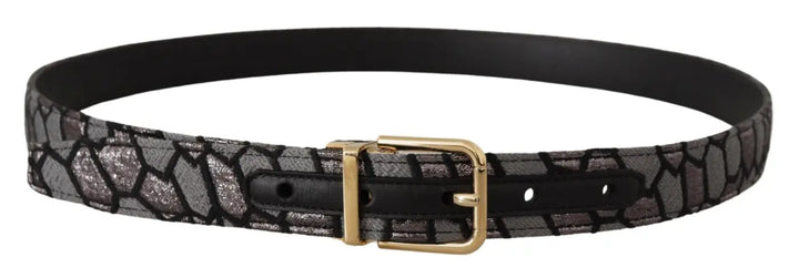 Dolce &amp; Gabbana Multicolor Patchwork Leather Gold Jaquard Belt