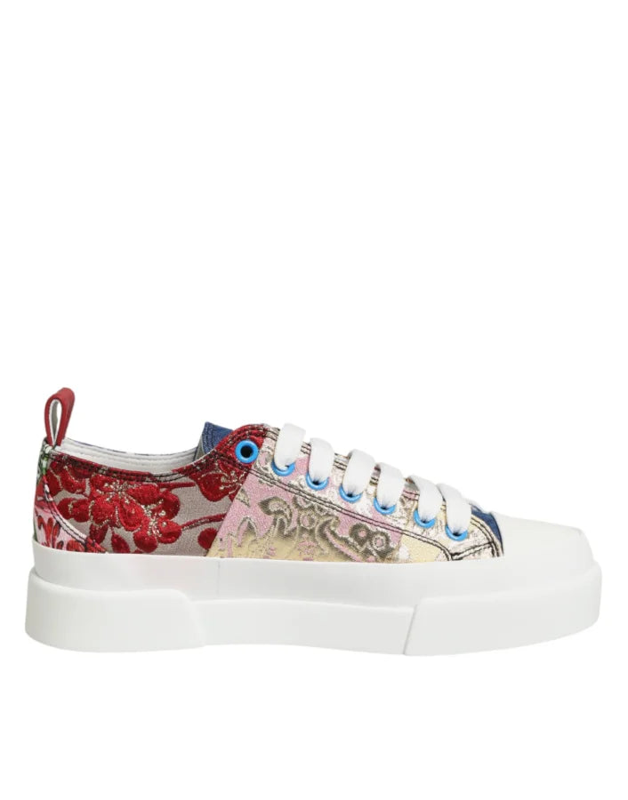 Dolce &amp; Gabbana Multicolor Patchwork Low Top Sneakers Shoes