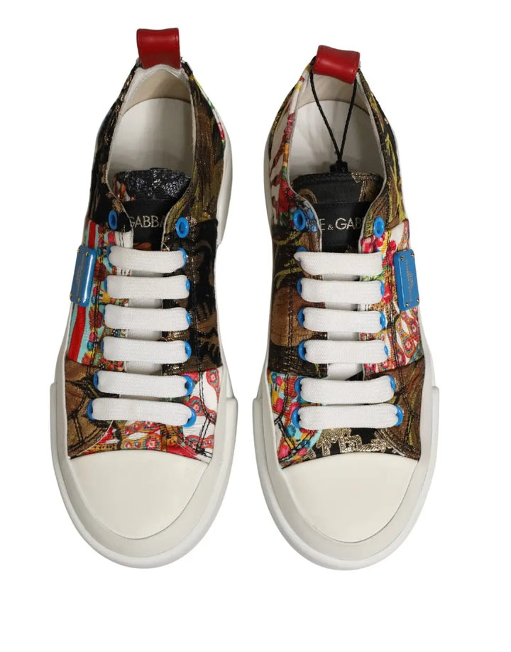 Dolce &amp; Gabbana Multicolor Patchwork Low Top Sneakers Shoes