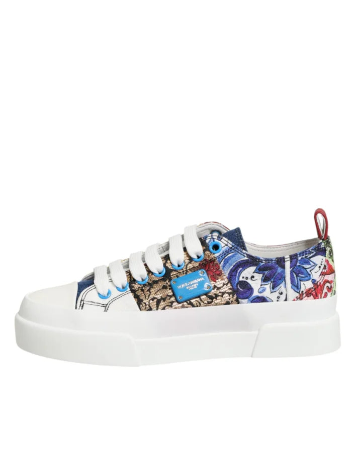 Dolce &amp; Gabbana Multicolor Patchwork Low Top Sneakers Shoes