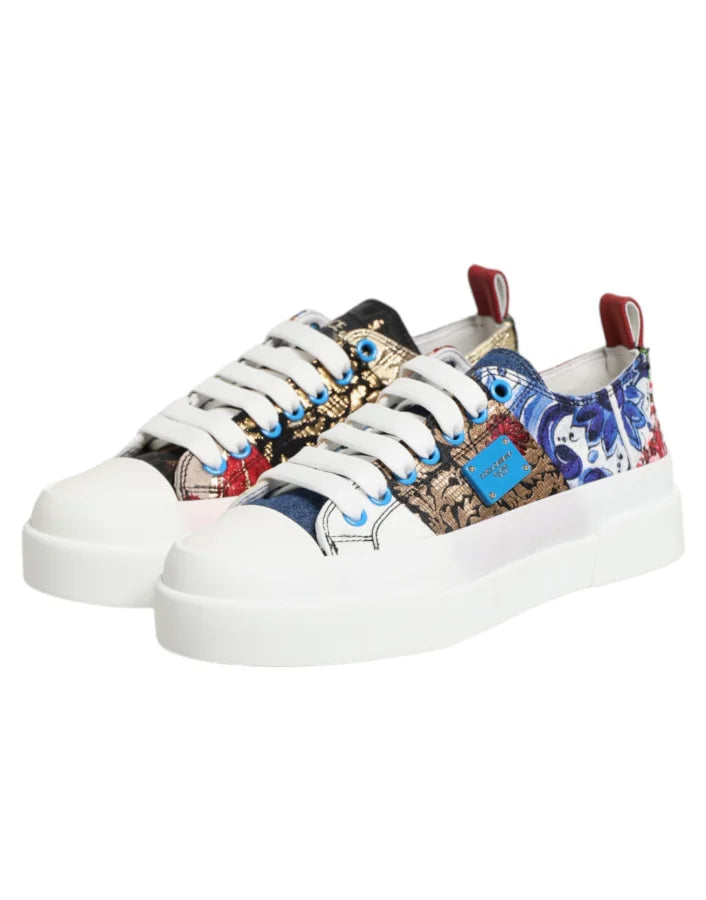 Dolce &amp; Gabbana Multicolor Patchwork Low Top Sneakers Shoes