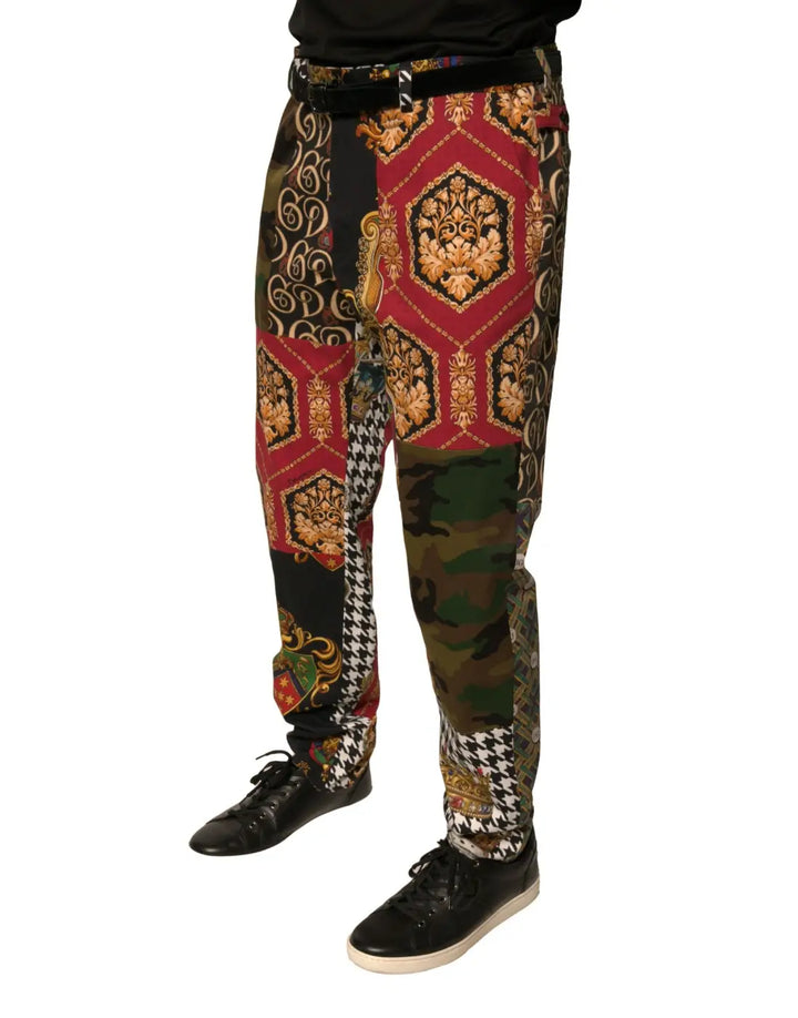 Dolce &amp; Gabbana Multicolor Patchwork Men Dress Pants