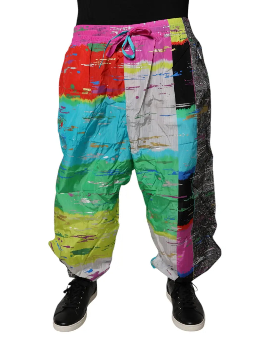 Dolce &amp; Gabbana Multicolor Patchwork Mid Waist Sweatpants Pants