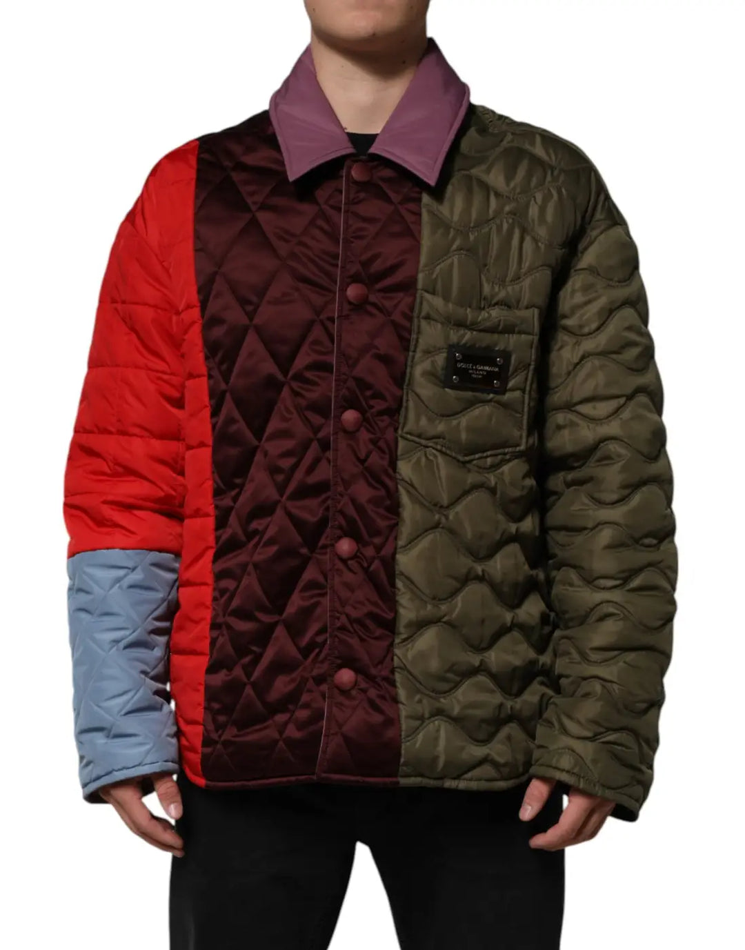 Dolce &amp; Gabbana Multicolor Patchwork PolyesterQuilted Jacket