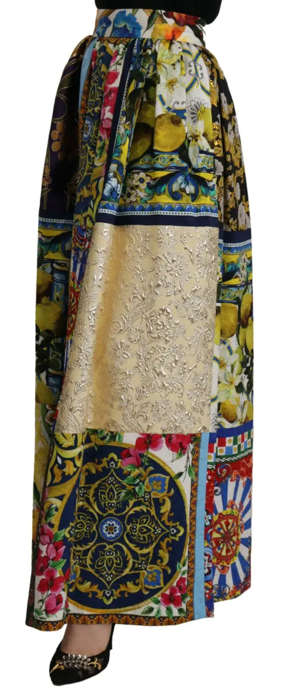 Dolce &amp; Gabbana Multicolor Patchwork Sicily Long Maxi Skirt