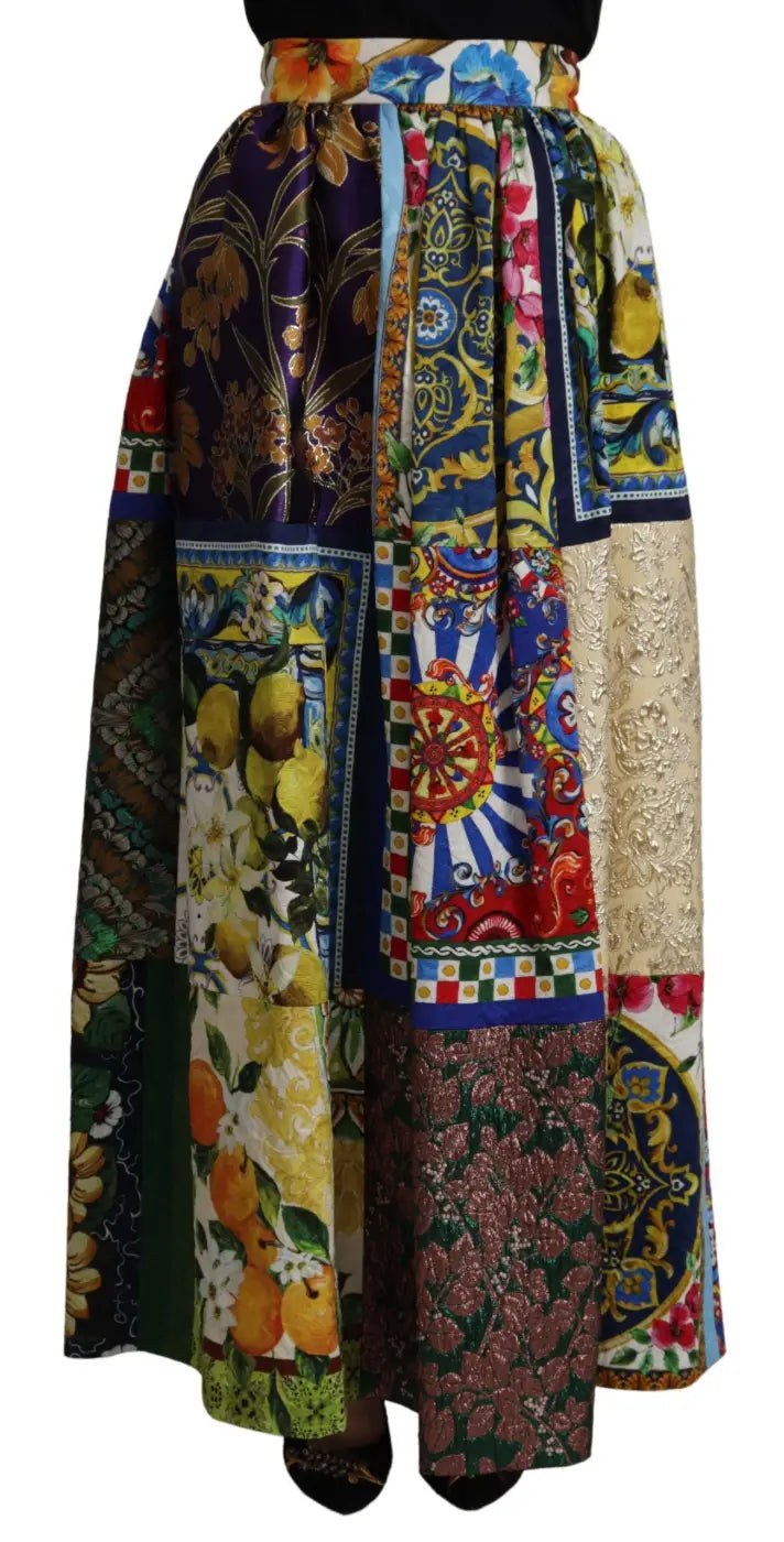 Dolce &amp; Gabbana Multicolor Patchwork Sicily Long Maxi Skirt