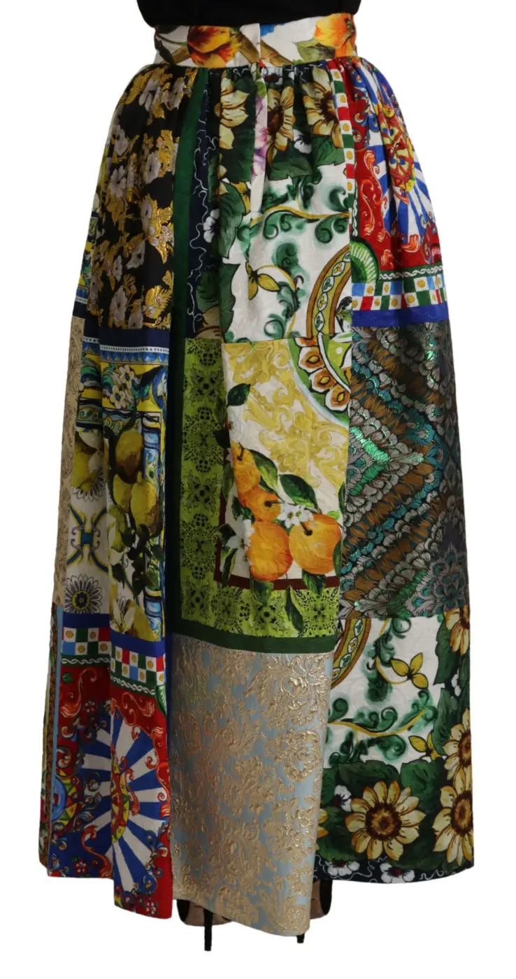 Dolce &amp; Gabbana Multicolor Patchwork Sicily Long Maxi Skirt
