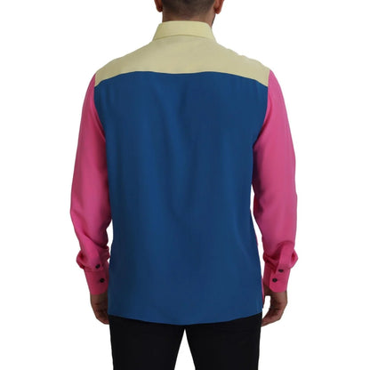 Dolce & Gabbana Multicolor Patchwork Silk Button Down Shirt