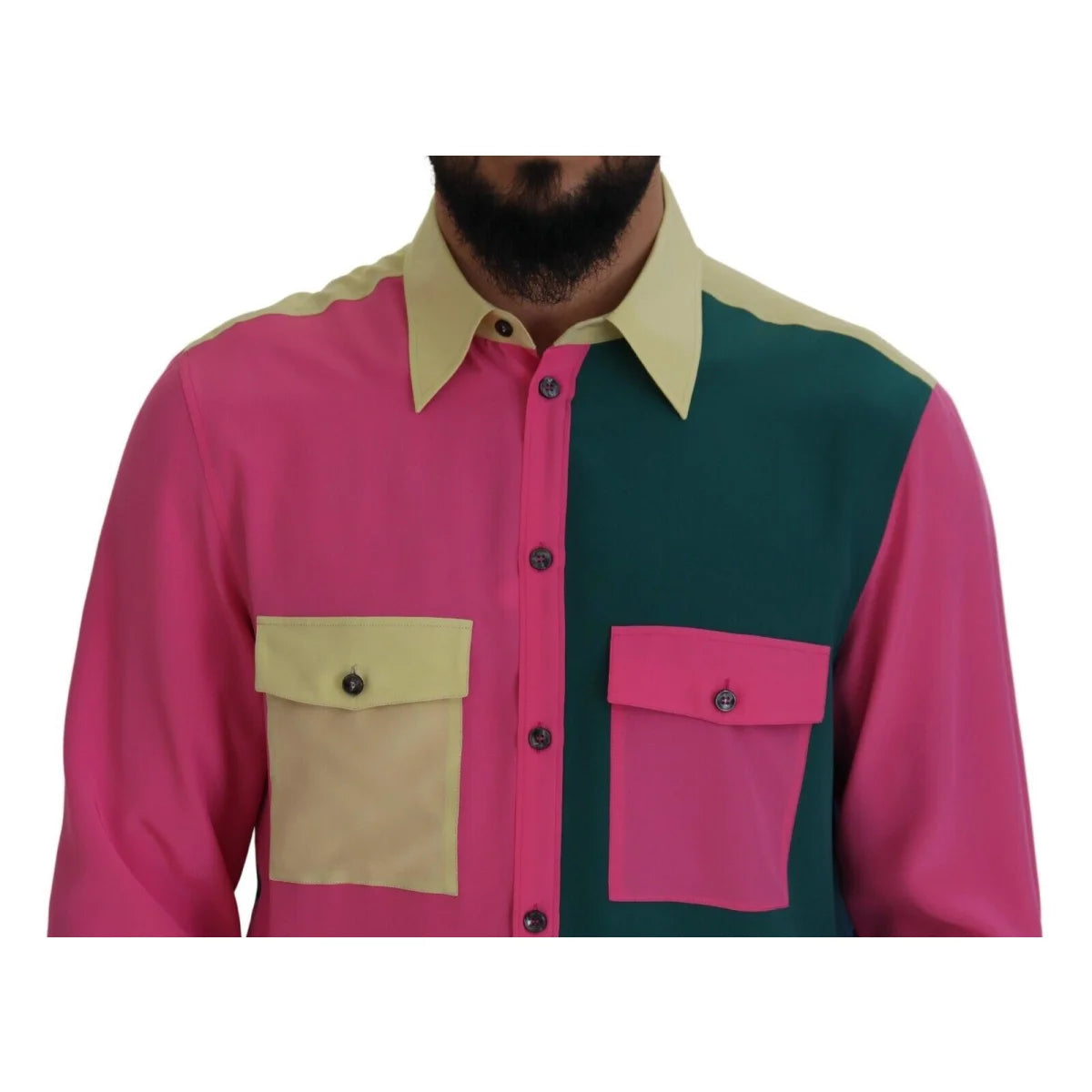Dolce & Gabbana Multicolor Patchwork Silk Button Down Shirt