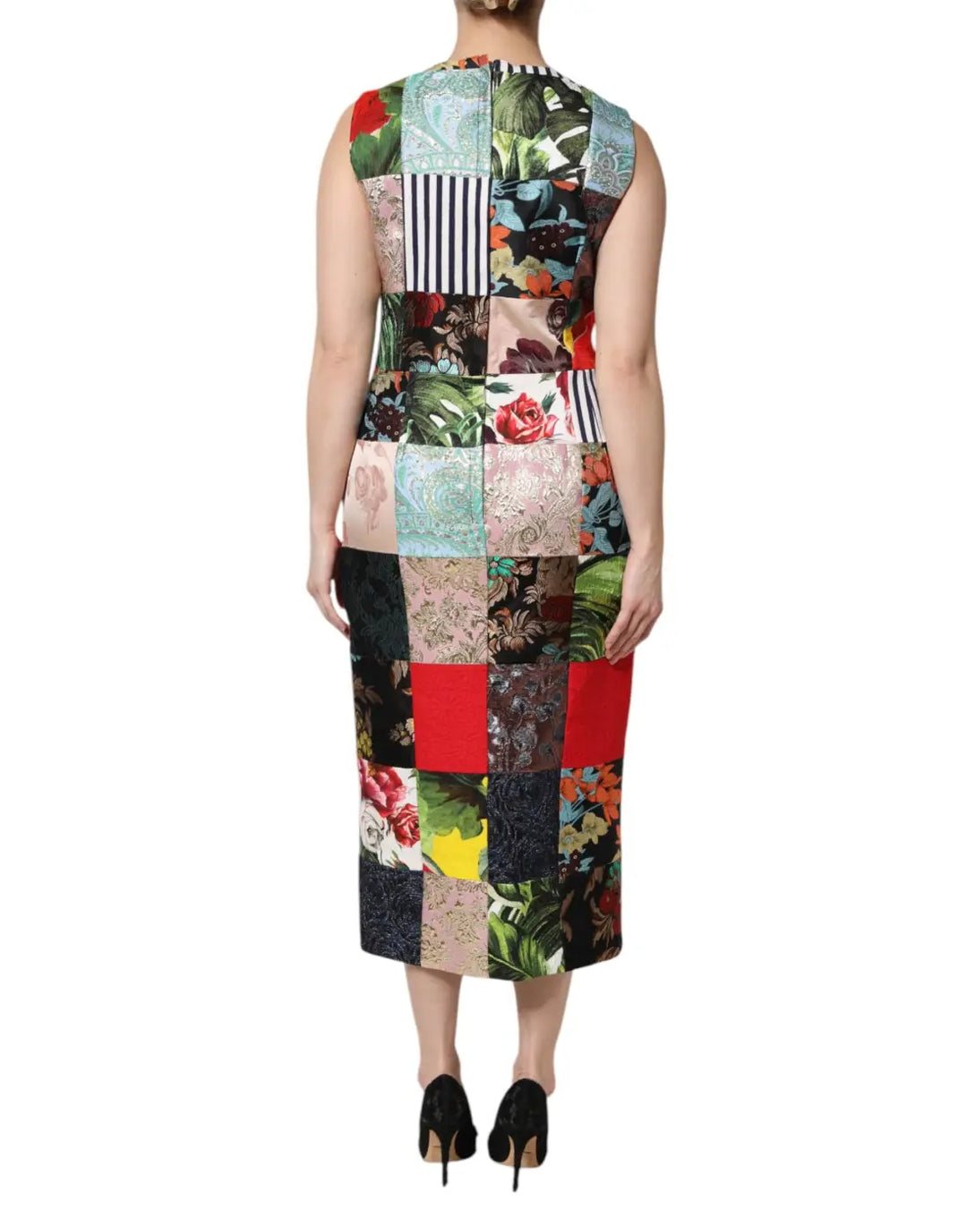 Dolce &amp; Gabbana Multicolor Patchwork Sleeveless Sheath Dress