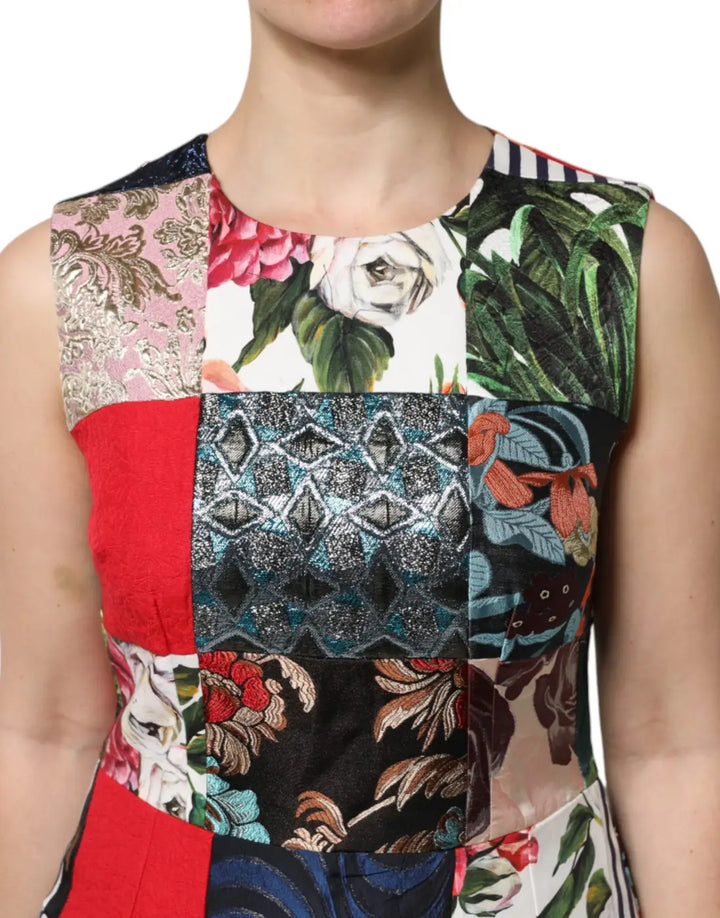 Dolce &amp; Gabbana Multicolor Patchwork Sleeveless Sheath Dress