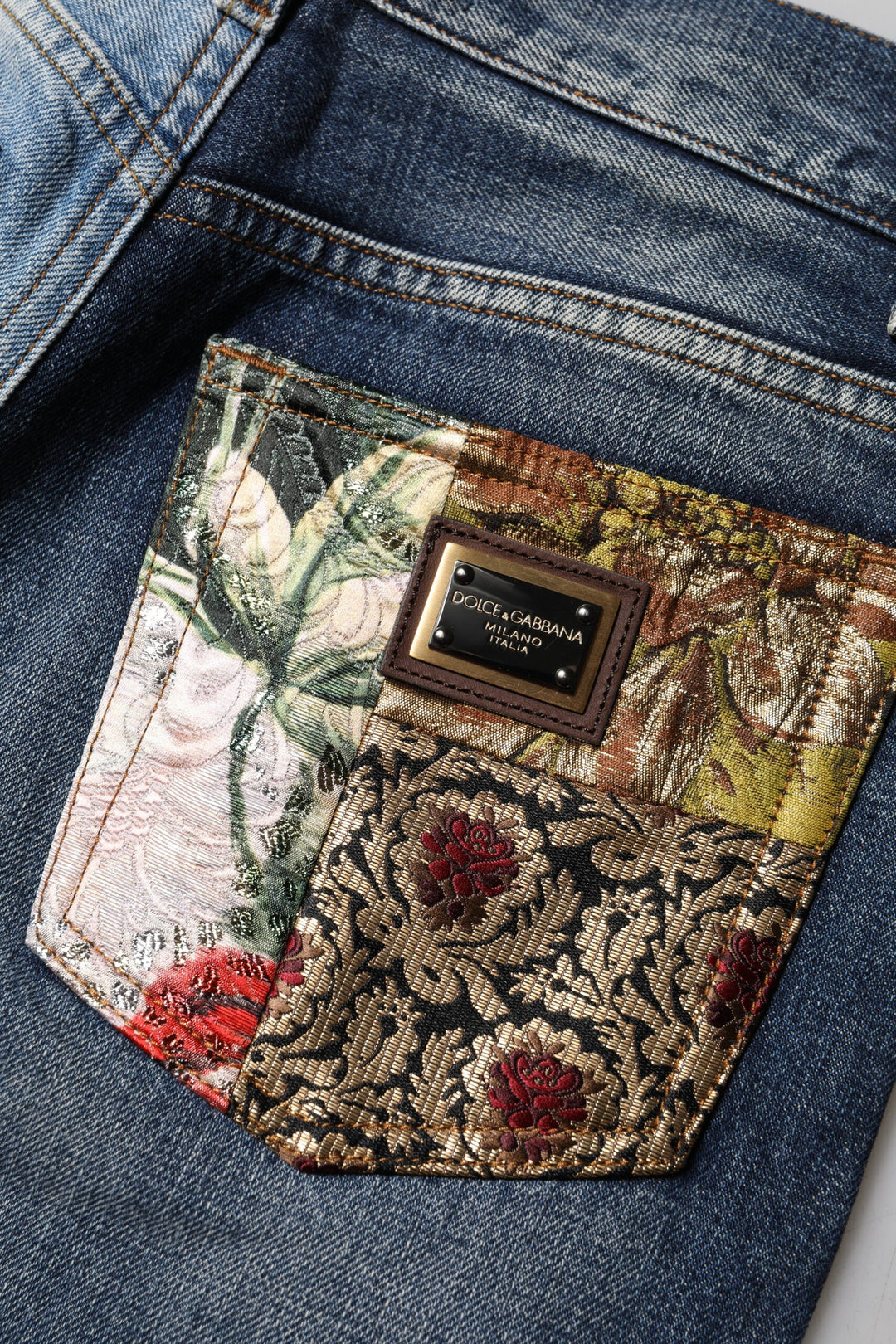 Dolce &amp; Gabbana Multicolor Patchwork Tapered Denim Jeans