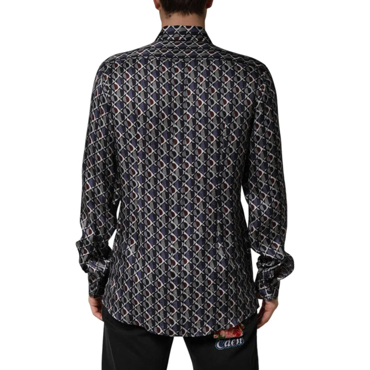 Dolce &amp; Gabbana Multicolor Patterned Collared GOLD Men Dress Shirt