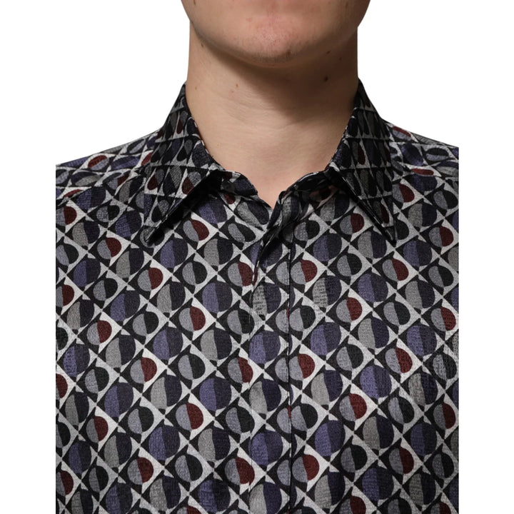 Dolce &amp; Gabbana Multicolor Patterned Collared GOLD Men Dress Shirt