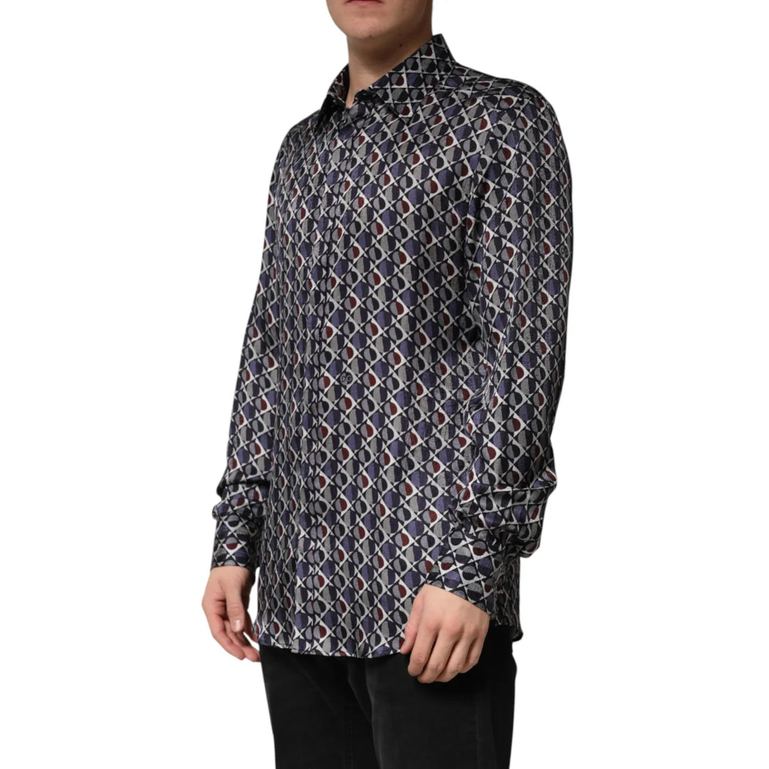 Dolce &amp; Gabbana Multicolor Patterned Collared GOLD Men Dress Shirt