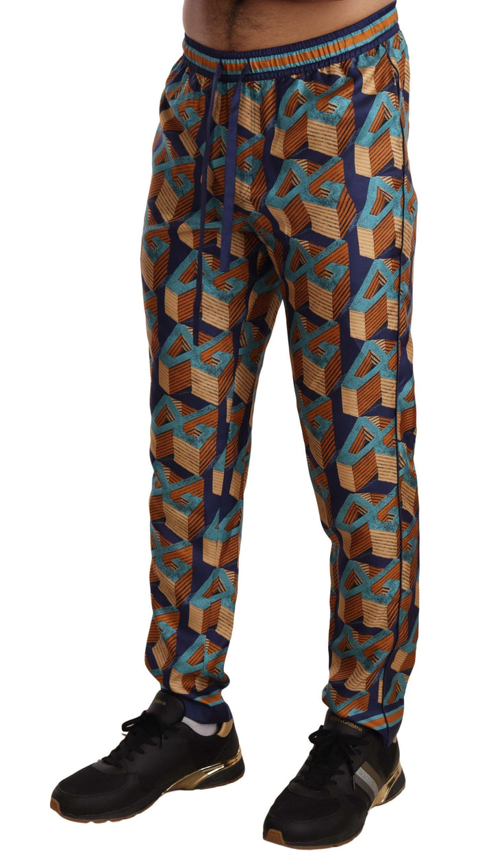 Dolce &amp; Gabbana Multicolor Patterned Joggers Silk Pants