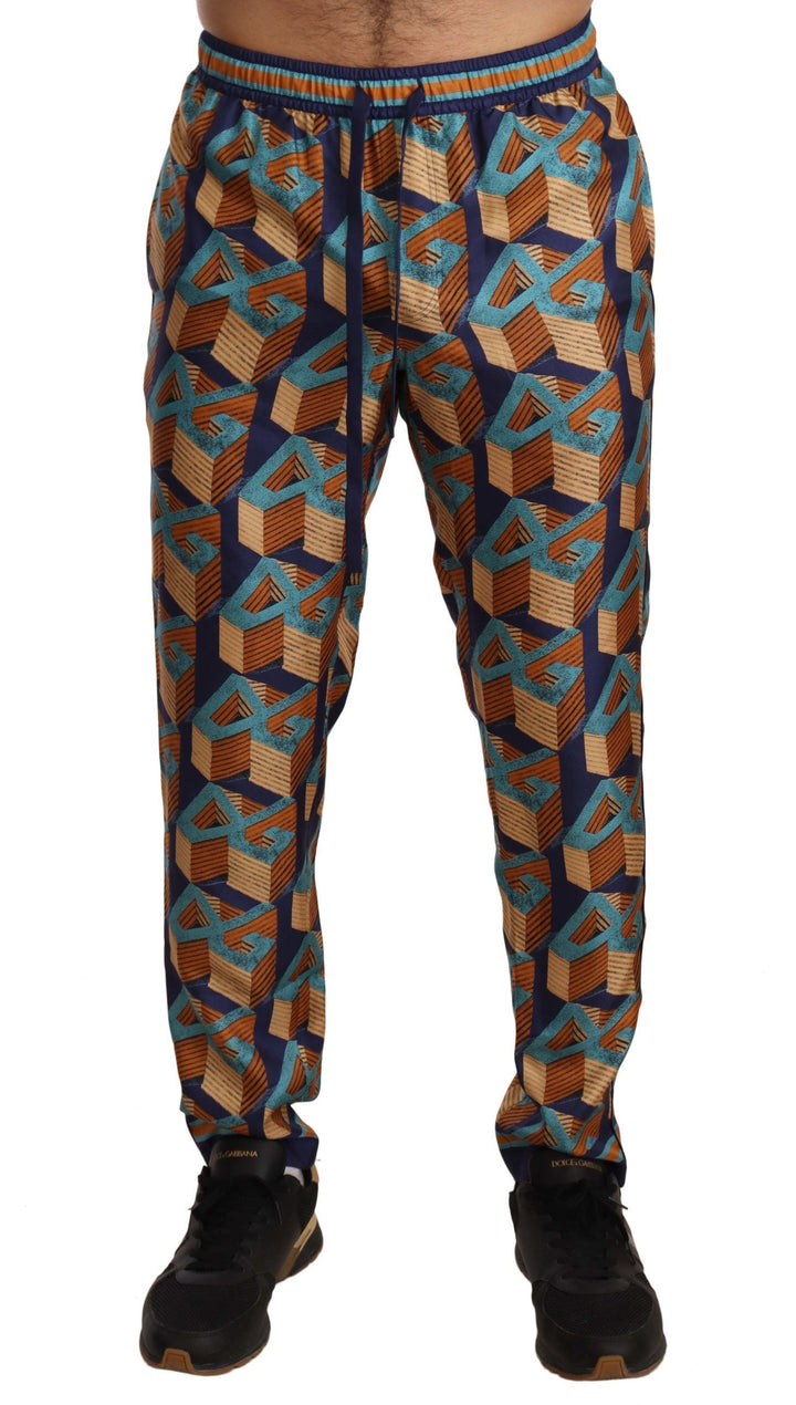 Dolce &amp; Gabbana Multicolor Patterned Joggers Silk Pants