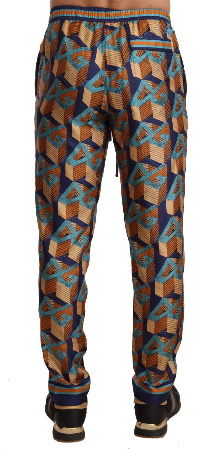 Dolce &amp; Gabbana Multicolor Patterned Joggers Silk Pants