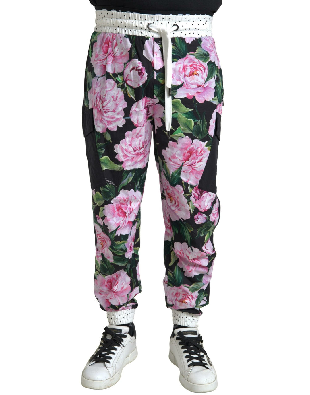 Dolce &amp; Gabbana Multicolor Peony Joggers Cotton Men Pants