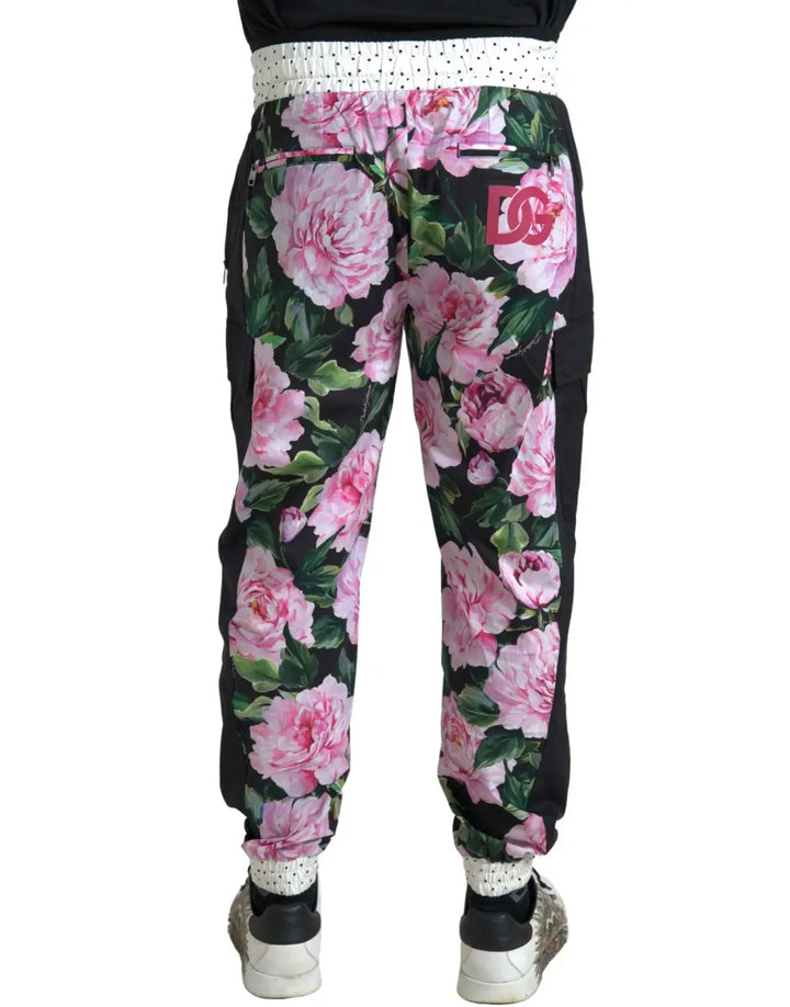 Dolce &amp; Gabbana Multicolor Peony Joggers Cotton Men Pants