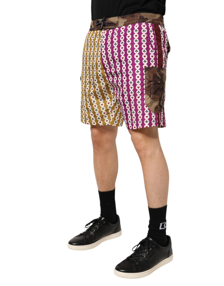 Dolce &amp; Gabbana Multicolor Playing Card Camouflage Shorts Swimwear