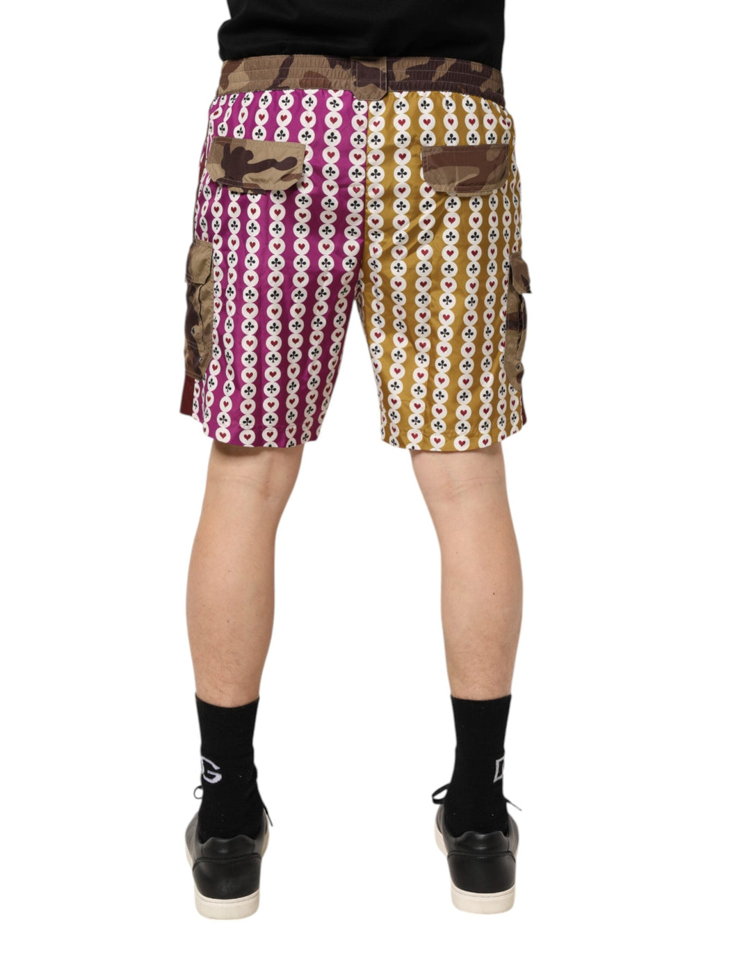 Dolce &amp; Gabbana Multicolor Playing Card Camouflage Shorts Swimwear