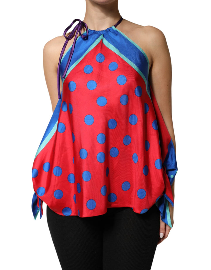 Dolce &amp; Gabbana Blouses - Women’s Multicolor Polka Dot Tie Halter Blouse Top