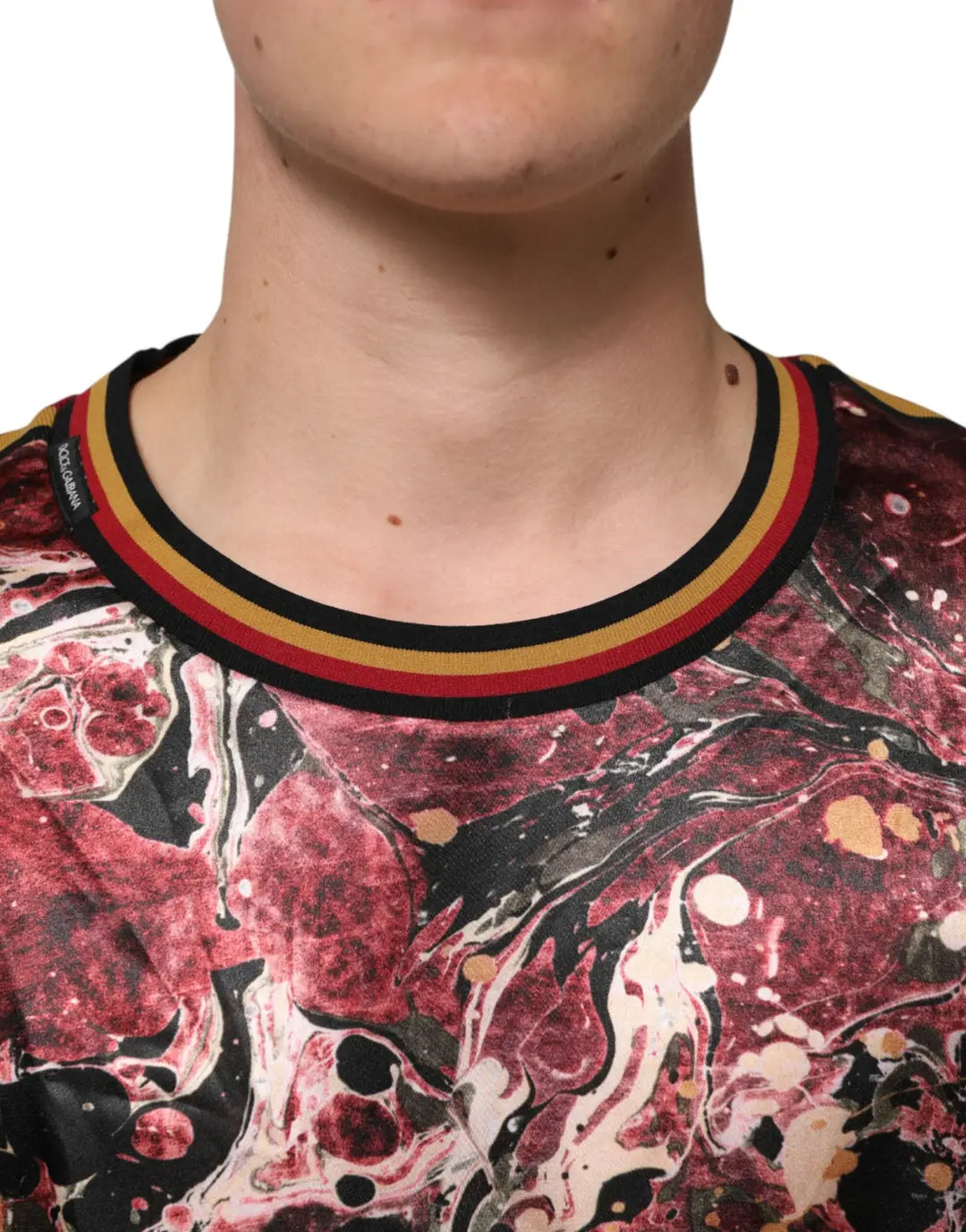 Dolce &amp; Gabbana Multicolor Polyester Marble Print Oversize T-shirt