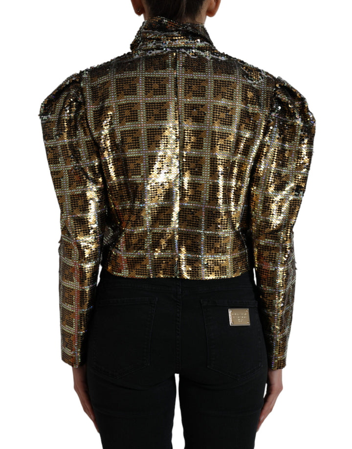 Dolce &amp; Gabbana Bomber Jackets - Multicolor Polyester Sequined Cropped Jacket