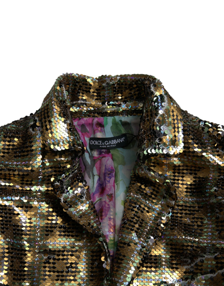 Dolce &amp; Gabbana Bomber Jackets - Multicolor Polyester Sequined Cropped Jacket