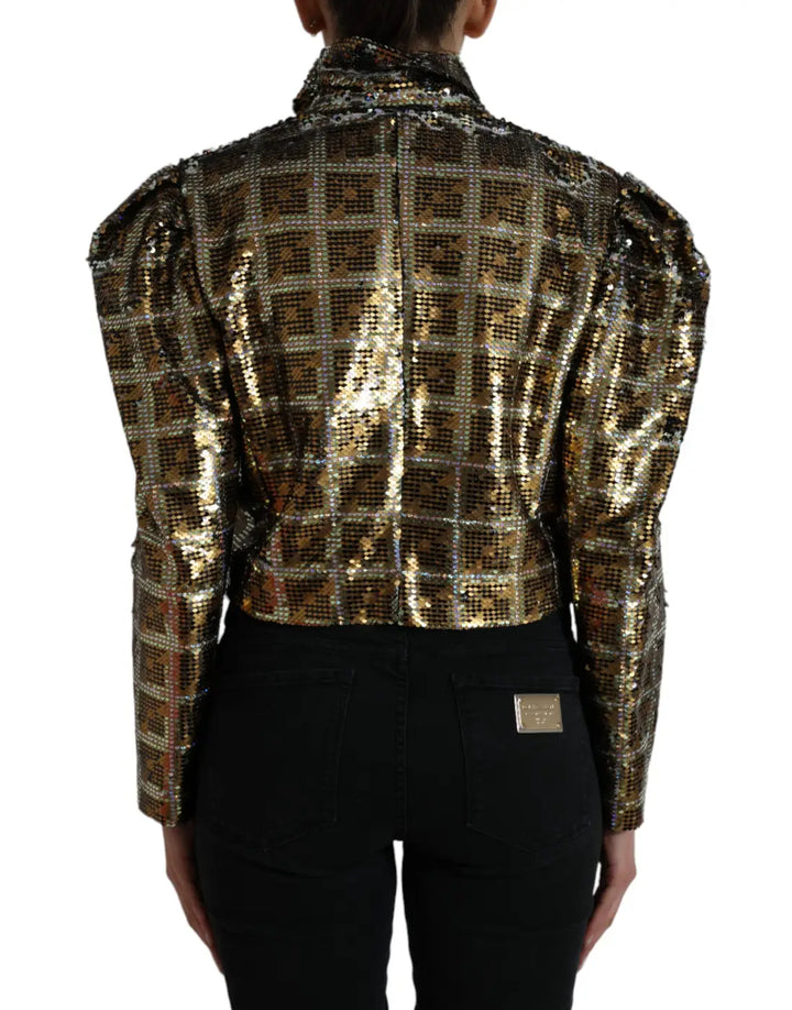 Dolce &amp; Gabbana Multicolor Polyester Sequined Cropped Jacket