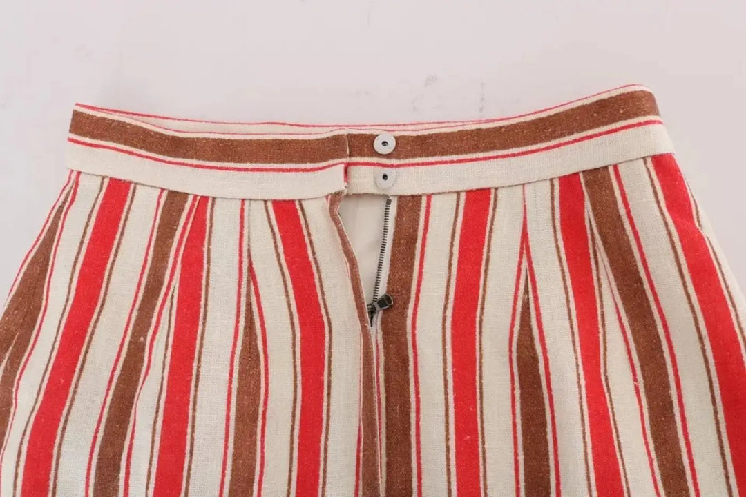 Dolce &amp; Gabbana Multicolor Portofino Stripes Cotton Midi Skirt