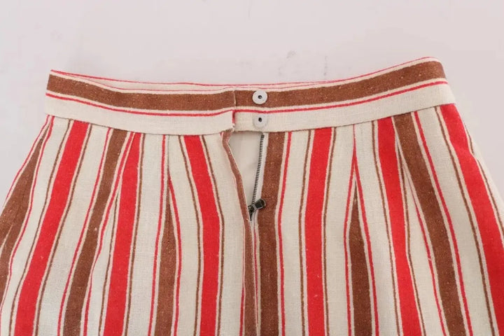 Dolce &amp; Gabbana Multicolor Portofino Stripes Cotton Midi Skirt