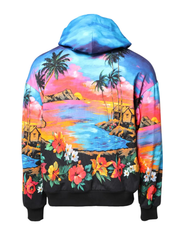 Dolce &amp; Gabbana Multicolor Print Hooded Sweatshirt Sweater